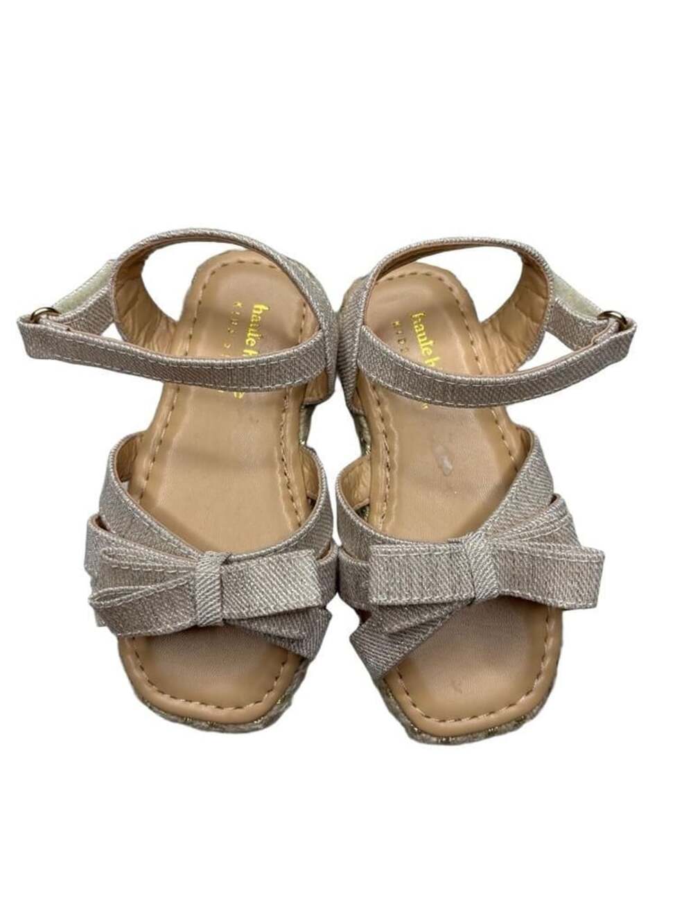 Haute Baby Kids Sandals Size 7 Gold Bow Espadrille